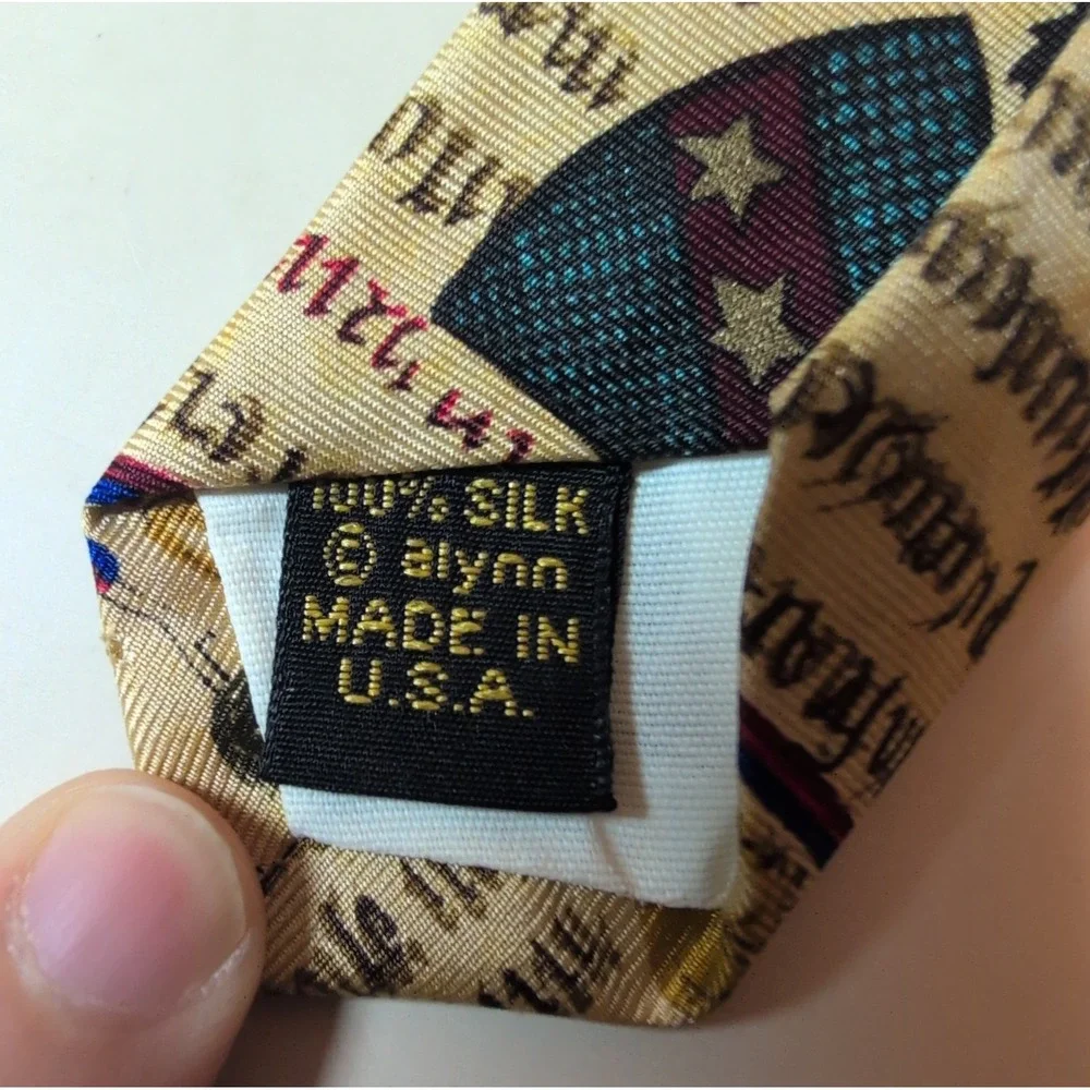 Alynn Illuminated Manuscript 100% Silk Tie Medieval Art Renaissance USA Made